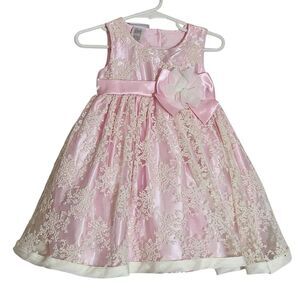 Blueberi Blvd Cream and Pink Lace Formal Baby Dress Size 18 Months Formal Dress